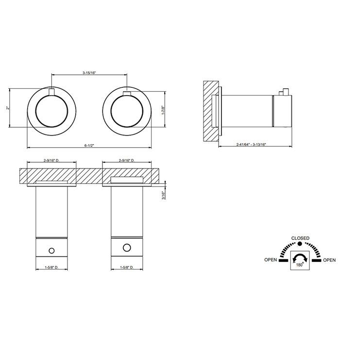 GESSI 316 Смеситель для душа встраиваемый, термостатический, с переключателем на 2 положения, внешняя часть, цвет Black XL