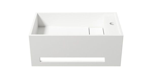 Zenon Luna, подвесная раковина прямоугольной формы, с вырезом под полотенце, 50х30хh20 см, цвет белый матовый