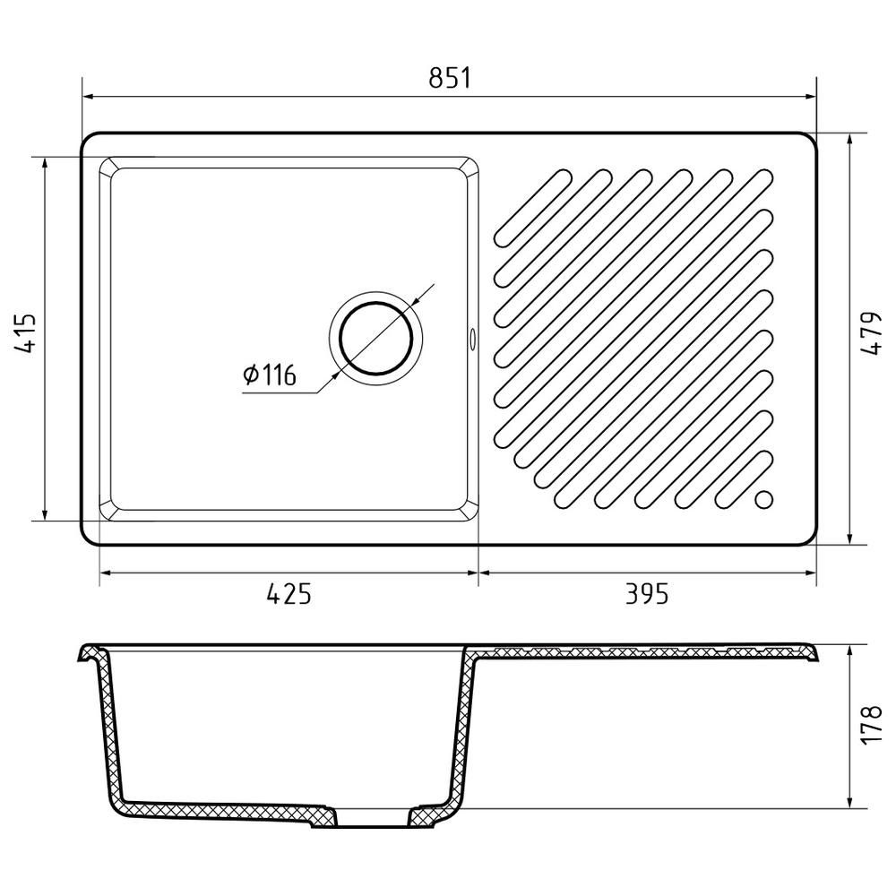 Кухонная мойка GranFest QUARZ 53, белый, артикул 53 белый