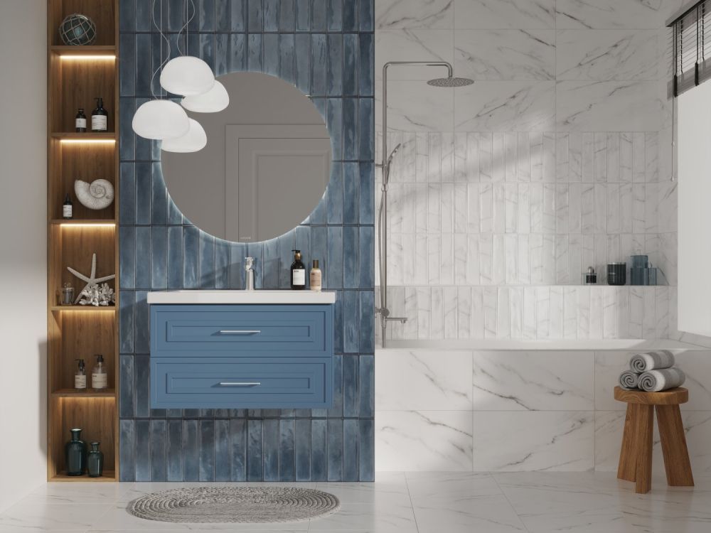 Тумба подвесная Cersanit CLASSIC 80 голубой матовый под раковину S-UM-COM80/1-w (COMO 80) (69091), артикул 69091