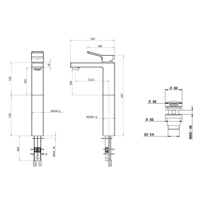 Bongio Reef Смеситель для раковины с высоким изливом, цвет хром