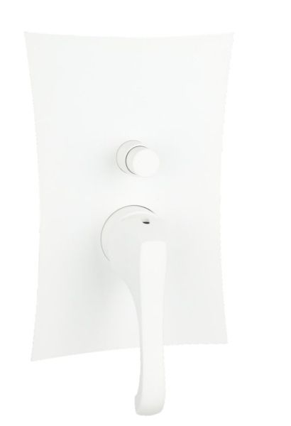 Emmevi Ares, встраиваемый в стену однорычажный смеситель для душа на 2 выхода, с кнопочным дивертером, цвет белый матовый