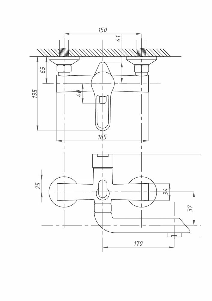 Смеситель для ванны с душем FAUZT FZs-243-B100 тип См-ВОРНШлА, артикул FZs-243-B100