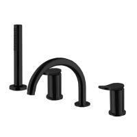 Fima Carlo Frattini Flo Смеситель на борт ванны, на 4 отв., с ручным душем, цвет: чёрный матовый