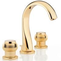 THG DIPLOMATE ROYALE Смеситель для раковины на 3 отверстия, с донным клапаном, цвет полированное золото