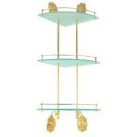 CLEOPATRA Полка c галереей угловая тройная, стекло матовое/золото