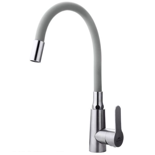 Смеситель для кухни с гибким изливом FASHUN A54301-12, сатин/серый