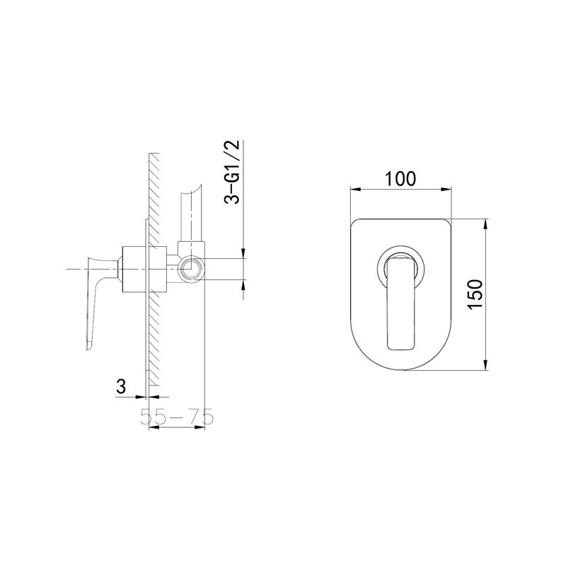 Смеситель для душа встраиваемый WONZON & WOGHAND SHARK, Хром (WW-484700-CR)