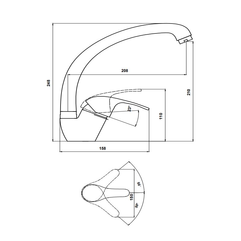 Смеситель для кухни Dr. Gans Рондо 319.02H.1123.411, графит, артикул 319.02H.1123.411