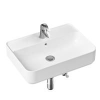 Комплект 4 в 1 Lavinia Boho Bathroom Sink Slim 21510426, накладная фарфоровая раковина 60 см, смеситель с донным клапаном, латунный сифон, угловые вентили 2 шт.