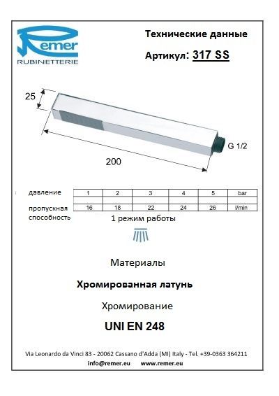 Лейка для душа 317SS Лейка для душа 317SS