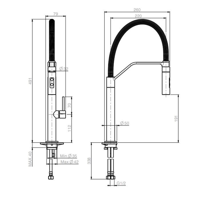 Fima Carlo Frattini Kitchen Смеситель для кухни, на 1 отв., Flexi, цвет: чёрный матовый Fima Carlo Frattini Kitchen Смеситель для кухни, на 1 отв., Flexi, цвет: чёрный матовый
