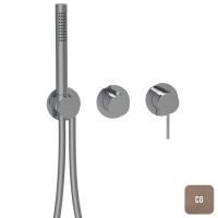 ALMAR MODULAR Смеситель настенный встраиваемый, однорычажный, с переключателем на 2 положения, с ручным душем и шлангом, цвет Copper Brushed PVD ALMAR MODULAR Смеситель настенный встраиваемый, однорычажный, с переключателем на 2 положения, с ручным душем и шлангом, цвет Copper Brushed PVD