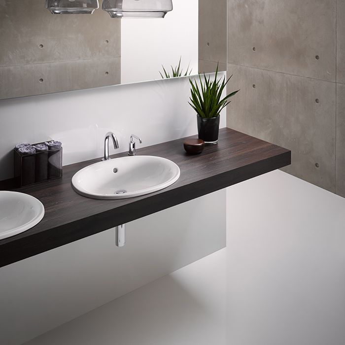 TOTO PUBLIC Раковина 530x450x177мм, встраиваемая сверху, без отв.под смеситель, с переливом, CeFiONtect, цвет:  белый