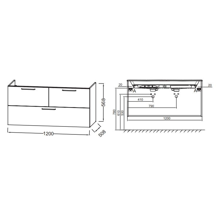 Тумба под раковину Jacob Delafon Odeon Rive Gauche 120 EB2545-R5-NR4 подвесная Белый мрамор ручки Хром, артикул EB2545-R5-NR4