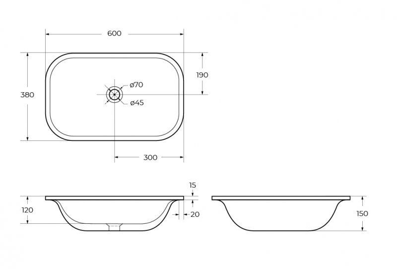 Раковина встраиваемая CEZARES CZR-ARE-60-LVB