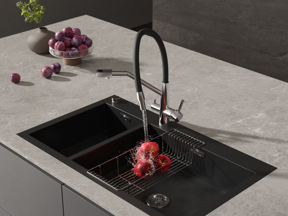 Смеситель для кухни Cersanit VIVO однорычажный с фильтром с гибким изливом хром (68217), артикул 68217