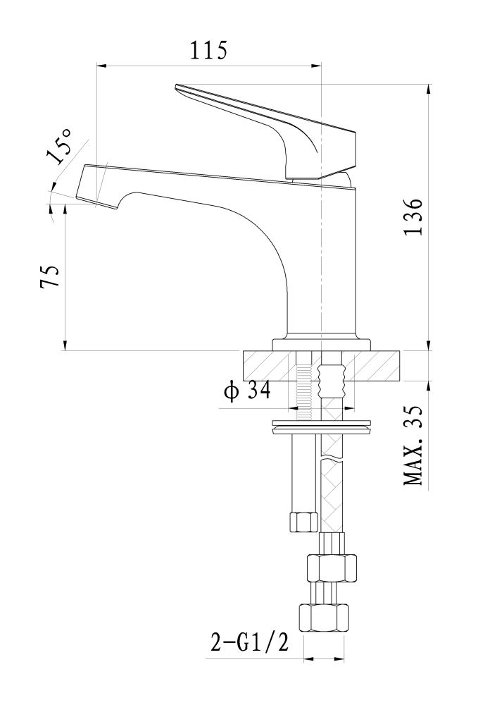 Смеситель для раковины WONZON & WOGHAND BALANCE, Хром (WW-051121-CR/L)