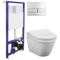 Комплект унитаза Vitra S 50 5956B003-0101 с инсталляцией Berges Wasserhaus Novum L3 040213 с сиденьем Микролифт с клавишей смыва Хром Комплект унитаза Vitra S 50 5956B003-0101 с инсталляцией Berges Wasserhaus Novum L3 040213 с сиденьем Микролифт с клавишей смыва Хром