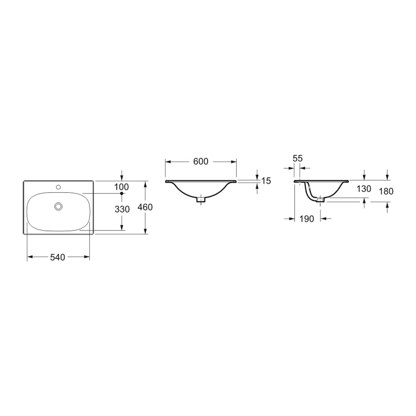 Раковина врезная для ванной комнаты Lavinia Boho Bathroom Sink 33312010, умывальник из фарфора, ширина 60 см