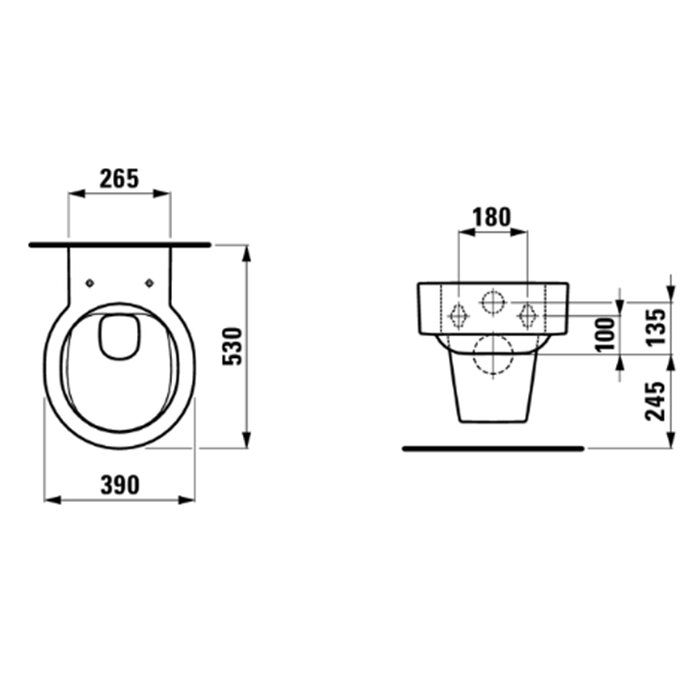 Laufen VAL Унитаз подвесной 530x390x360мм, безободковый, с покр. LLC, цвет: белый