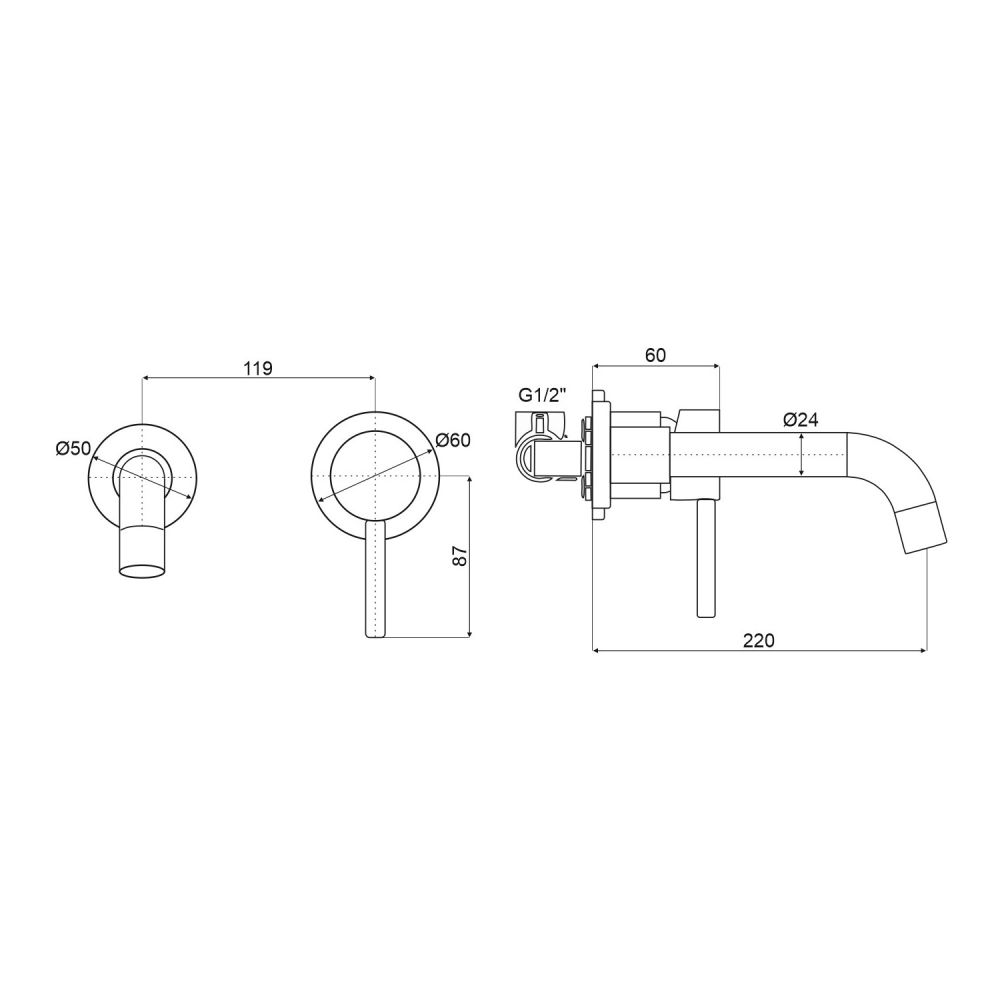 Смеситель для раковины встраиваемый Maretti Eleganza Black ENB32RF13, черный, артикул ENB32RF13