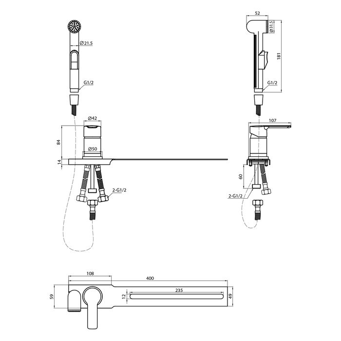 Гигиенический душ Milardo с установкой на унитаз, глянцевый хром, Tidy (001SB00M08), артикул 001SB00M08