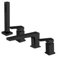 Fima Carlo Frattini Fit Смеситель на борт ванны, на 4 отв., с ручным душем, цвет: чёрный матовый