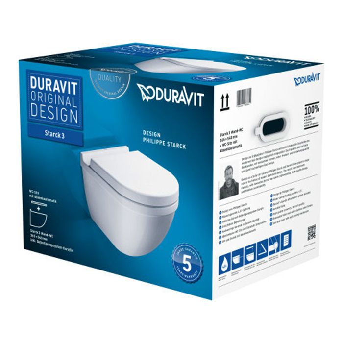 Duravit Starck 3 Комплект: подвесной унитаз 360х540 мм 222509+ сиденье с мягким закрыванием 006389 ЦЕНА)
