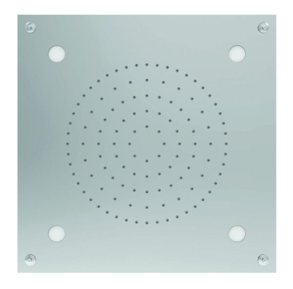 Graffio Kings, квадратная потолочная душевая головка 30х30 см с 7 цветной LED подсветкой, 1 режим: дождь, цвет хром