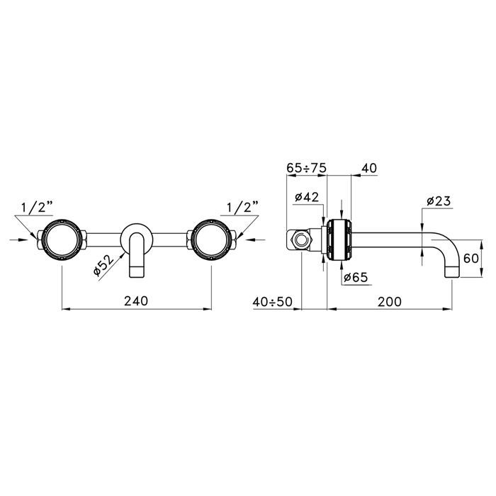 Stella Timeaster Встраиваемый смеситель для раковины 3861, круглая ручка d=65мм, цвет: хром, ручка черная