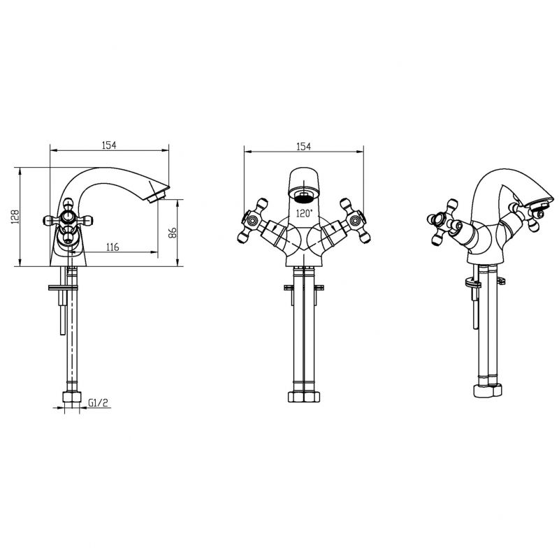 Смеситель для умывальника CRYSTAL, золото_Комплект