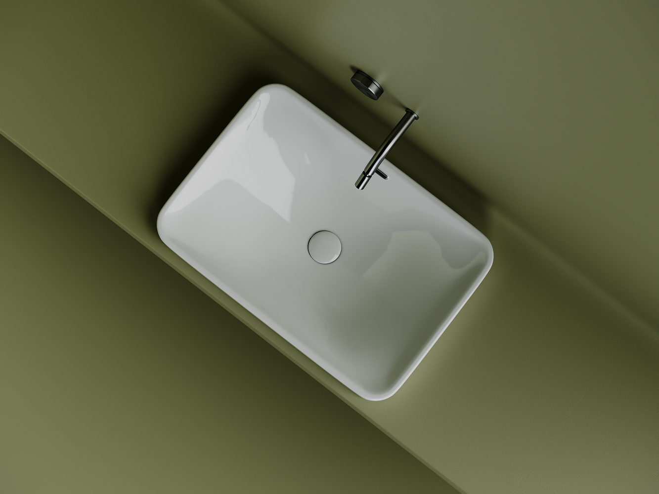 Умывальник прямоугольный встраиваемый сверху в столешницу Элемент (Element) 605x415x185мм, артикул CN5041