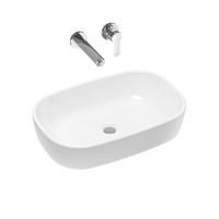 Комплект 2 в 1 Lavinia Boho Bathroom Sink 21510169, накладная фарфоровая раковина 54 см, встраиваемый смеситель со скрытым механизмом