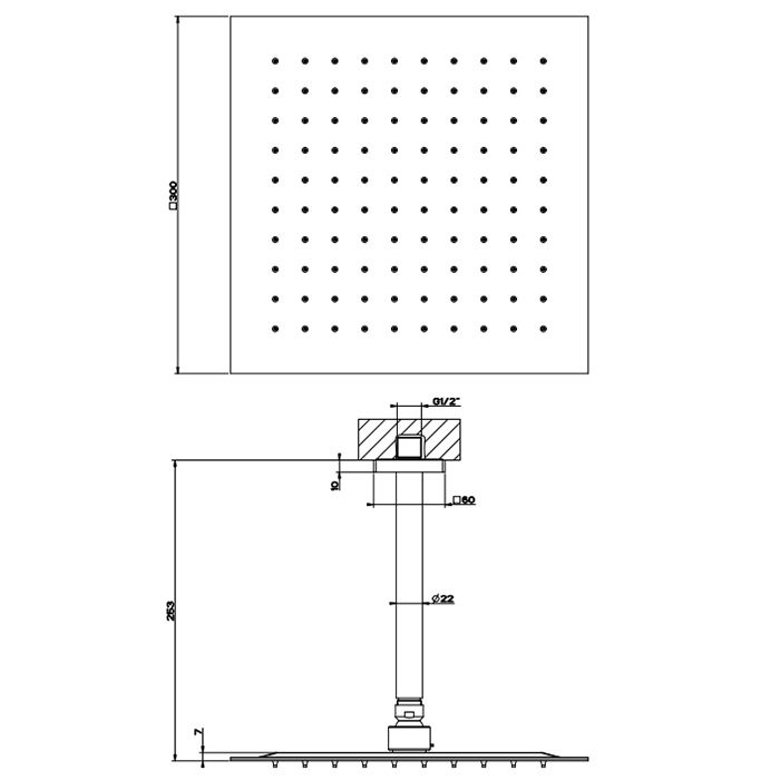 Gessi Emporio Emporio shower Душевая головка потолочная, поворотная с шарниром, с защитой от известкового налёта, цвет: Mirror Steel
