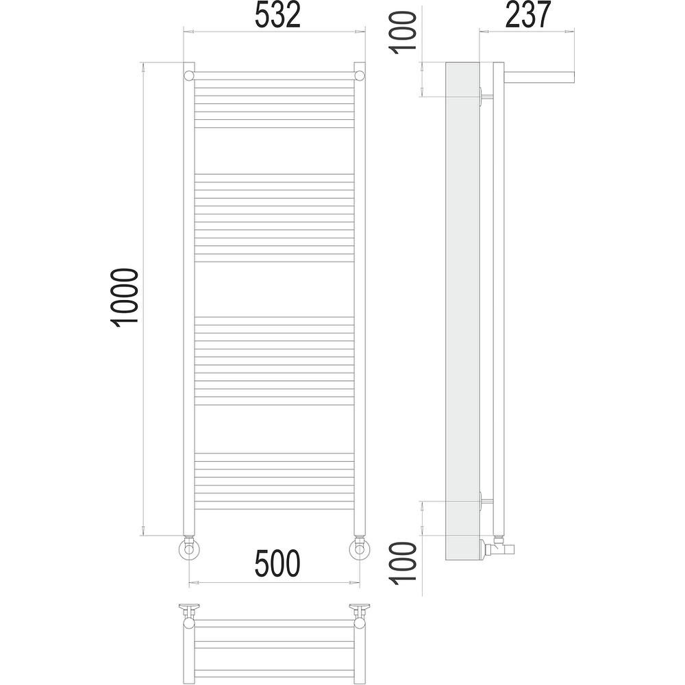 Полотенцесушитель водяной с полкой Terminus Аврора П20 50х100
