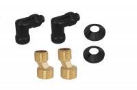 Комплект фитингов для нижнего подключения водяных полотенцесушителей типа лесенка Aquatek ( уголок со сгоном 3/4х1/2 - 2 шт + эксцентрик 3/4х1/2 - 2 шт + отражатель 3/4 - 2 шт), цвет черный муар Комплект фитингов для нижнего подключения водяных полотенцесушителей типа лесенка Aquatek ( уголок со сгоном 3/4х1/2 - 2 шт + эксцентрик 3/4х1/2 - 2 шт + отражатель 3/4 - 2 шт), цвет черный муар