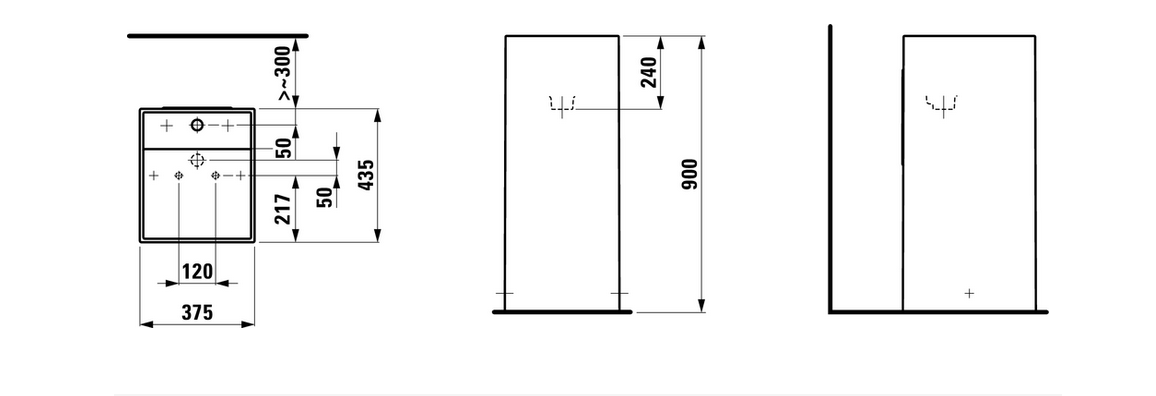 Laufen Kartell Свободност раковина 375х435х900мм без перелива, с 1 отв. под смеситель, цвет: с черными линиями