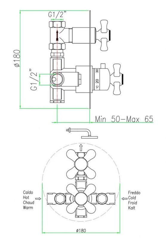 Смеситель для душа Webert Armony AM970901017 Хром Золото