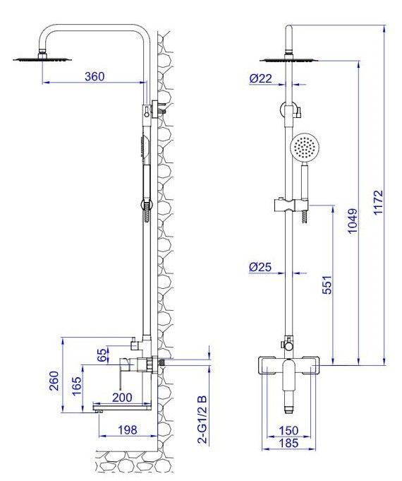 Душевая система со смесителем Ekaterinburg, артикул: ST250EK, ESKO, артикул ST250EK