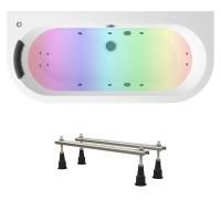 Гидромассажный комплект с хромотерапией 5 в 1 Lavinia Boho Art 36260H0C, акриловая ванна 170x75 см, ножки с монтажным набором, подголовник, хромотерапия, гидромассаж