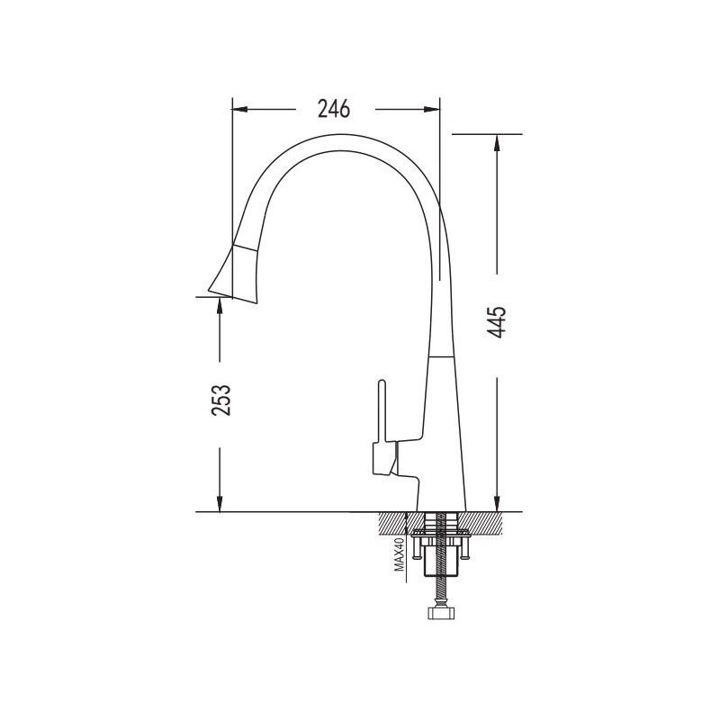Смеситель для кухни с гибким изливом и режимом "душ" Rose R213, хром