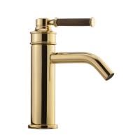 ERMITAGE MINI Смеситель для раковины моноком., ручка сверху, орех/золото