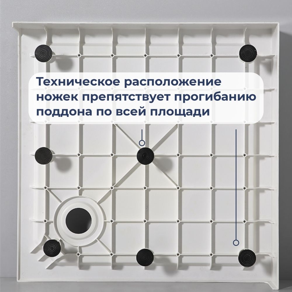 Душевой поддон квадратный RGW SMC-C-088 Белый (800x800)