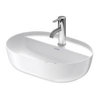 Раковина, Duravit, Luv, ширина, мм-500, глубина, мм-400, отверстия для смесителя-1, материал-керамика, крепления в комплекте, цвет-белый, шлифованный вариант, без перелива, с плоскостью под смеситель, включая выпуск с керамической крышкой