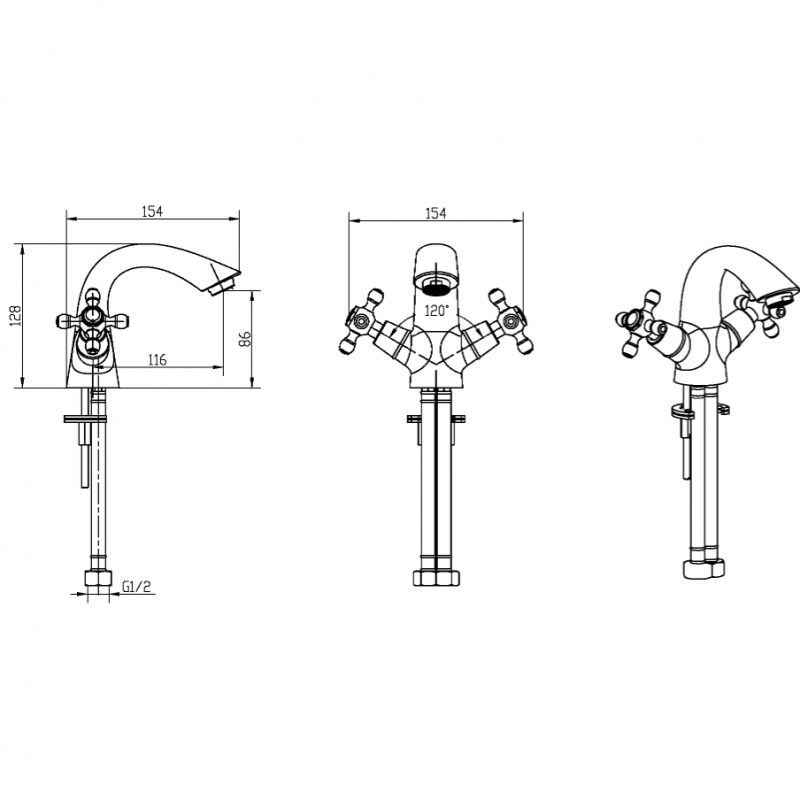 Смеситель для умывальника, Camelia золото_Комплект, артикул 291-Camelia