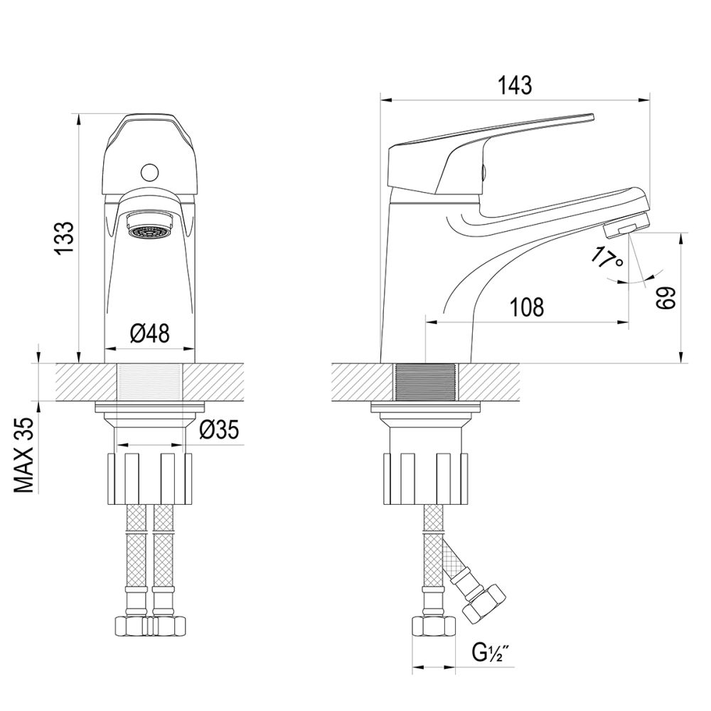 Смеситель Rossinka для раковины монолитный (D40-13), артикул D40-13