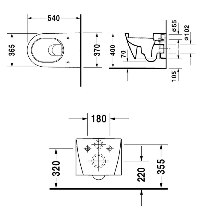 Duravit Унитаз подвесной 54х37 cм, с креплением,цвет белый