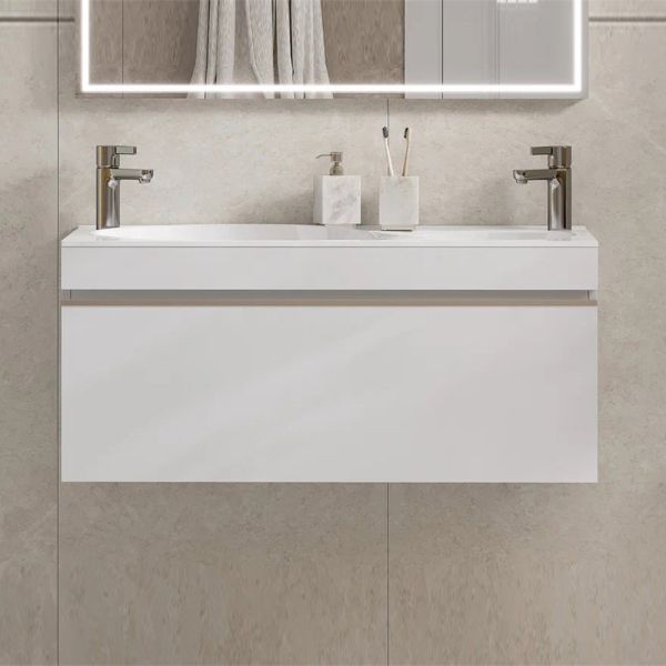 Тумба под раковину подвесная Velvex Otto tp.OTO.OTT.100.1Y белый глянец, 100 см