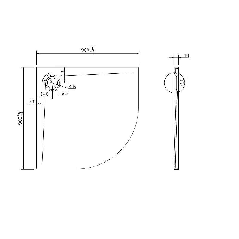 Душевой поддон из искусственного камня Vincea VST-2SQ9090MB 90х90 Черный матовый без сифона